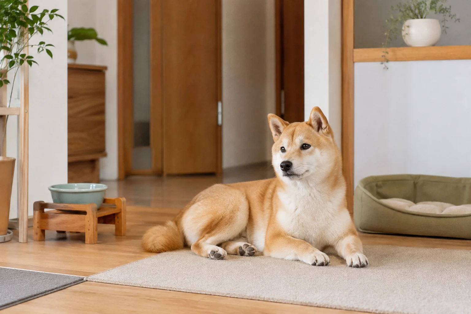 自宅で穏やかに過ごす柴犬